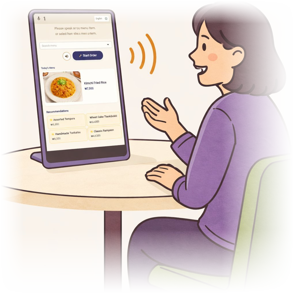 VoiceBell 키오스크에 음성 주문하는 모습